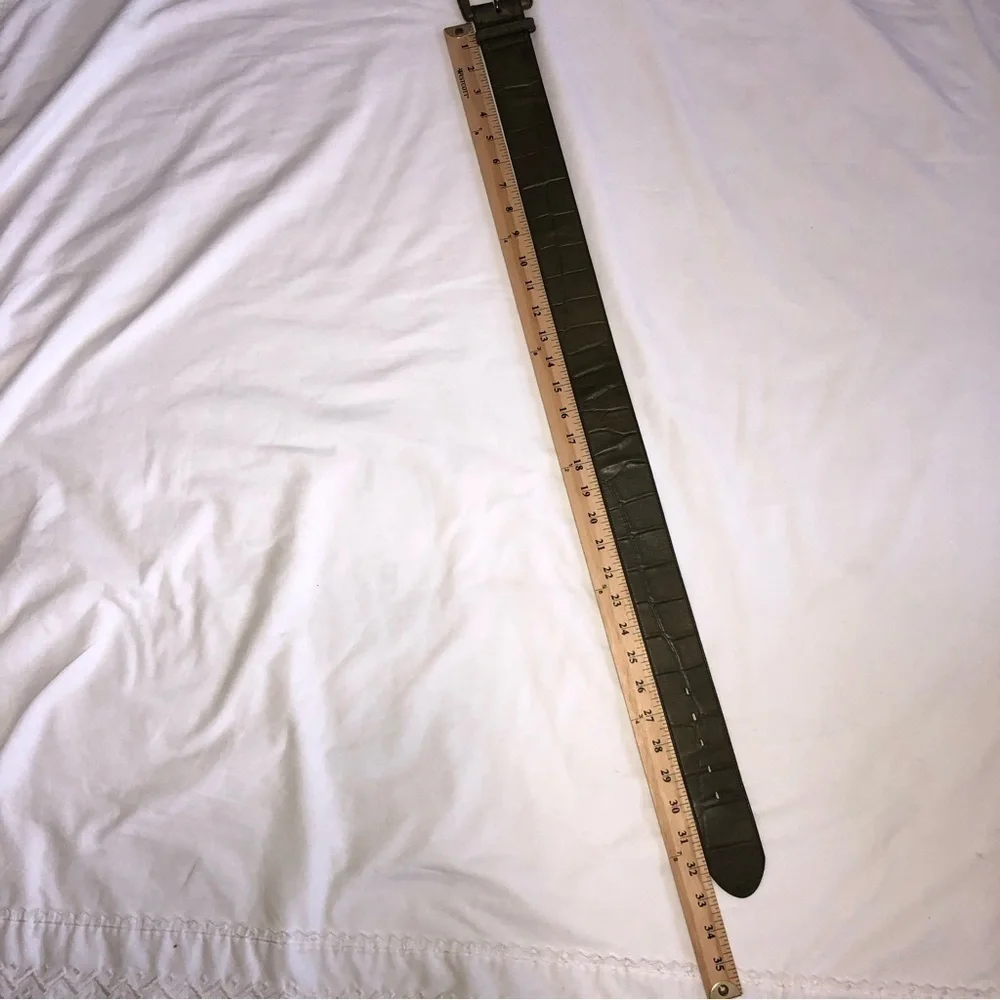 Catherine Dial Easley Embossed Wide Leather Belt Green Medium Artisan Texas
